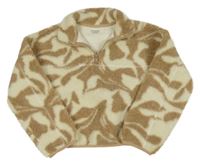 Hnědo-smetanová army huňatá crop mikina PRIMARK