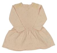 Lososové svetrové šaty s čipkou zn. Mothercare