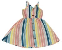 Farebné pruhované šaty s gombíky Shein