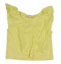 Žluté crop tričko s volány Zara