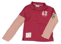 Vínovo-starorůžové polo triko s číslem Tom Tailor