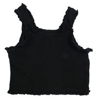 Čierny rebrovaný crop top s kanýry Zara