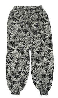 Bílo-černé lehké kalhoty s palmami Stop+Go
