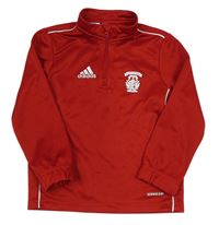 Červená sportovní funkční mikina s potiskem Adidas