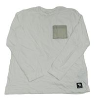 Bílé triko s šusťákovou kapsou Abercrombie&Fitch