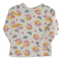 Biele kvetované tričko s motýly George