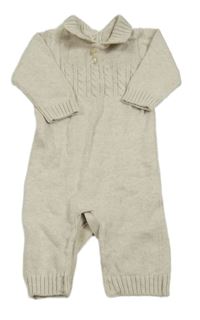 Béžový melírovaný pletený overal s límečkem Matalan