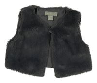 Tmavosivá kožušinová podšitá vesta Primark
