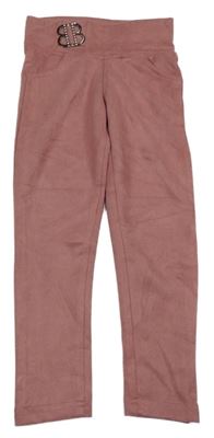 Starorůžové semišové tregíny s přezkou