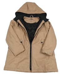 Hnědá nepromokavá zateplená parka s kapucí Zara