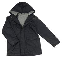 Tmavomodrá nepromokavá jarná bunda s kapucňou