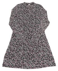 Tmavošedé květované síťované šaty Y.F.K.