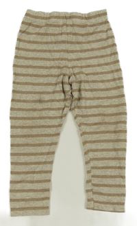 Béžovo-hnedé pruhované úpletové tepláky F&F