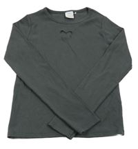 Tmavosivé rebrované tričko s perforovaným motýlom Zara