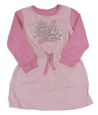 Ružové teplákové šaty s nápisom a hviezdami Little Kids