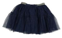 Tmavomodrá trblietavá tylová sukňa s mašlou H&M