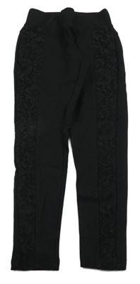 Čierne tregíny s čipkou Hailys