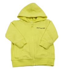 Žltá prepínaci mikina s nápisom a kapucňou Zeeman