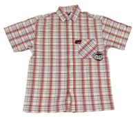 Bílo-červeno-modrá kostkovaná košile s nášivkami C&A