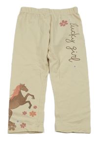 Béžové capri legíny s koněm a nápisom Little Kids