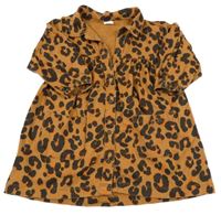 Hnedé rifľové prepínaci košeľové šaty s leopardím vzorom Next