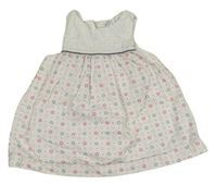 Biele plátenné šaty s bodkami Obaibi