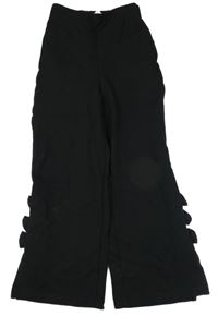 Čierne teplákové široké nohavice s mašľami Reserved