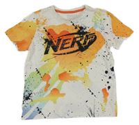Bílo-oranžovo-barevné skvrnité tričko s logem Nerf