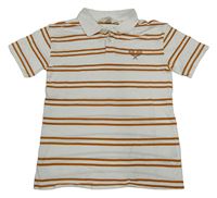 Smetanovo-hnedé pruhované polo tričko s výšivkou H&M