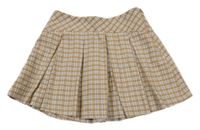 Hnedo-biela kockovaná skladaná sukňa Zara