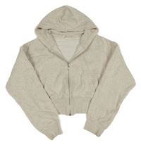 Svetlosivá melírovaná prepínaci crop mikina s kapucňou H&M