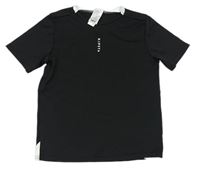 Čierne športové funkčné tričko s logom Kipsta