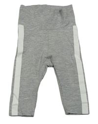 Šedé melírované lehké tepláky s bílým pruhem H&M