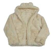 Smetanová kožešinová podšitá bunda s kapucí H&M