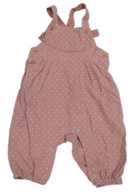 Světlerůžové puntíkaté laclové manšestráky Next