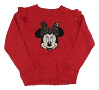 Červený ľahký sveter s Minnie a volánikmi C&A