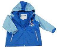 Modrá nepromokavá zateplená bunda s majákem a kapucí