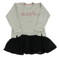 Šedé teplákové šaty černou tylovou sukní Esprit