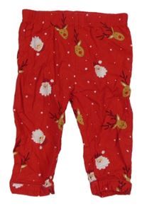Červené pyžamové kalhoty se soby 