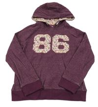 Fialová melírovaná mikina s číslom a kapucňou F&F