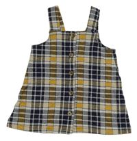 Tmavomodro-smetanovo-žlté kockované prepínaci šaty F&F