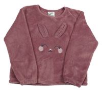Růžové chlupaté pyžamové triko s králíkem H&M