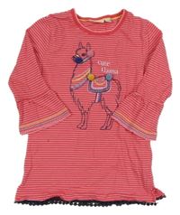 Růžová pruhovaná tunika s lamou kids