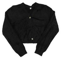 Čierny crop chlpatý prepínaci sveter Shein