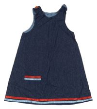 Tmavomodré ľahké rifľové šaty s červeným pruhom