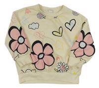 Smotanová kvetovaná ľahká mikina shein