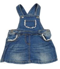 Modré na traké rifľové šaty s vreckami Topomini