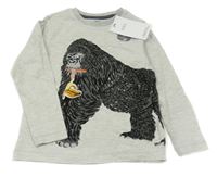 Nové - šedé melírované triko s gorilou M&S