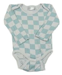 Bílo-světlemodré kostkované body Ergee