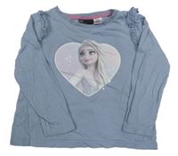 Modré tričko s Elsou a volánikmi H&M
